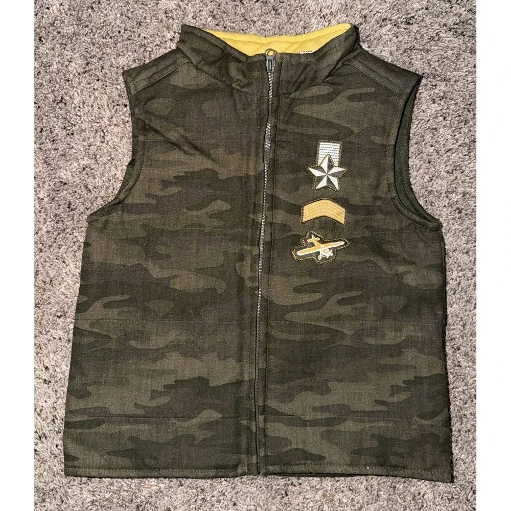 Faded Glory Toddler Boys Size 3T‎ Camo puffer vest Military Aviation Pilot
